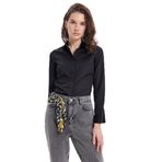 TUDORS Slim Fit Non-Iron Pamuklu Gömlek, L, BYGM2581, Siyah, Kadın
