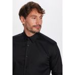 TUDORS Slim Fit Non-Iron Pamuklu Gömlek, M, DR250009, Siyah, Erkek