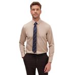 TUDORS Slim Fit Non-Iron%100 Pamuk Gömlek, S, DR240038-71, Bej, Erkek