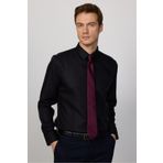 Tudors Slim Fit Siyah Non-ıron %100 Pamuk Doğa Dostu Ekoteks Belgeli Ütü Gerektirmez Gömlek