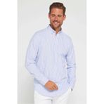 TUDORS Slim Fit Uzun Kol Çizgili Yaka Düğmeli Gömlek, XL, DR230066-2500, Açık Mavi Çizgili, Erkek