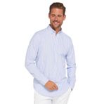 TUDORS Slim Fit Uzun Kol Çizgili Yakası Düğmeli Gömlek, L, DR230066-2500, Mavi Çizgili, Erkek