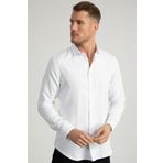 Tudors Slim Fit Uzun Kollu Armürlü Erkek Beyaz Gömlek