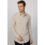 Tudors Slim Fit Uzun Kollu Dar Kesim Dökümlü Viskon Şık Taş Rengi Erkek Gömlek - 2XL