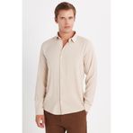 Tudors Slim Fit Uzun Kollu Dar Kesim Viskon Gömlek, Taş Rengi, L Beden, Erkek
