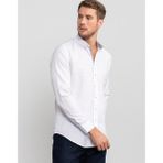 Tudors Slim Fit Uzun Kollu Düğmeli Yaka Düz Spor Erkek Gömlek - Beyaz