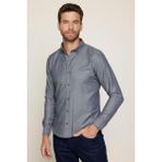 Tudors Slim Fit Uzun Kollu Düğmeli Yaka Pamuklu Kolay Ütü Düz Erkek Gömlek - Gri