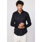 Tudors Slim Fit Uzun Kollu Düğmeli Yaka Pamuklu Kolay Ütü Düz Erkek Gömlek - Siyah