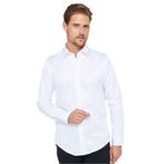 Tudors Slim Fit Uzun Kollu Gizli Pat Sırtı Körüklü Düz Erkek Beyaz Gömlek - XL