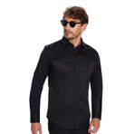 Tudors Slim Fit Uzun Kollu Gizli Pat Sırtı Körüklü Düz Siyah Erkek Gömlek - XL