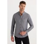 Tudors Slim Fit Uzun Kollu Hakim Yaka Pamuklu Kolay Ütü Erkek Gri Gömlek - XL