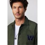 Tudors Slim Fit Uzun Kollu Kaşe Çıtçıtlı Armalı Düz Kışlık Oduncu Haki Erkek Gömlek