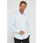 Tudors Slim Fit Uzun Kollu Kolay Ütü Teri Emen Nefes Alan Doku Kravatlık Dört Mevsim Mavi Erkek Gömlek