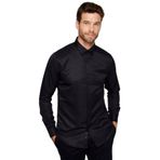 Tudors Slim Fit Uzun Kollu Kolay Ütü Teri Emen Nefes Alan Doku Kravatlık Dört Mevsim Siyah Erkek Gömlek - 3XL