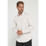 Tudors Slim Fit Uzun Kollu Kolay Ütü Teri Emen Nefes Alan Doku Kravatlık Dört Mevsim Taş Renk Erkek Gömlek-31633-taş Taş