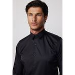 Tudors Slim Fit Uzun Kollu Likralı Düz Stretch Erkek Gömlek - Siyah - 2XL