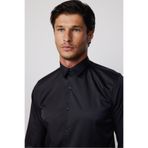 Tudors Slim Fit Uzun Kollu Likralı Düz Stretch Erkek Gömlek - Siyah - XL