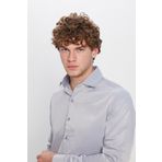 Tudors Slim Fit Uzun Kollu Pamuklu Düz Erkek Gri Gömlek
