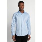 Tudors Slim Fit Uzun Kollu Pamuklu Düz Erkek Mavi Gömlek - 2XL