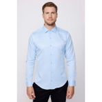 Tudors Slim Fit Uzun Kollu Pamuklu Düz Erkek Mavi Gömlek - XL