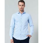 Tudors Slim Fit Uzun Kollu Pamuklu Kolay Ütü Armürlü Erkek Gömlek,Mavi Xl