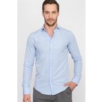 Tudors Slim Fit Uzun Kollu Pamuklu Kolay Ütü Erkek Mavi Gömlek