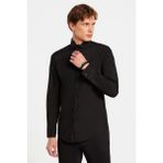 Tudors Slim Fit Uzun Kollu Pamuklu Kolay Ütü Siyah Erkek Gömlek - XL