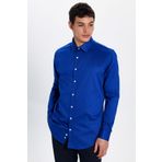 Tudors Slim Fit Uzun Kollu Premium Seri Cotton Likralı Saks Mavisi Erkek Gömlek