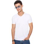 TUDORS Slim Fit V Yaka Pamuklu Likralı Esnek Kumaş Tişört, L, TS190002-STN, Beyaz, Erkek