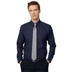 TUDORS Slim Fit%100 Pamuk Non-Iron Gömlek, XL, DR240055-47, Lacivert, Erkek