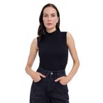 TUDORS Standart Fit Sıfır Kol Yarım Balıkçı Yaka Bluz, M, BDY25021, Siyah, Kadın