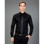 Tudors Süper Slim Fit Uzun Kollu Pamuklu Likralı Erkek Siyah Gömlek - XL