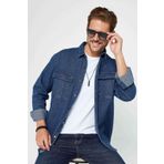 Tudors Unisex Relax Fit Rahat Kesim Denim Kot Çift Cepli Indigo Overshirt Ceket Tarzı Gömlek
