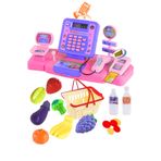 TUENGİ STORE Barkod Okuyuculu Dijital Ekran Hesap Makineli Pilli Oyuncak Yazar Kasa Market Alışveriş Oyun Seti