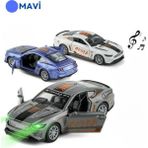 Tuengi Store Oyuncak Işıklı Sesli Çek Bırak Kapıları Açılır Metal Araba Die Cast Mustang Model Araba 12 cm - Mavi