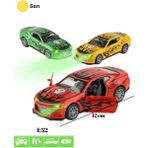 Tuengi Store Oyuncak Işıklı Sesli Çek Bırak Kapıları Açılır Metal Araba Modifiyeli Camaro Model Araba 12 cm - Sarı
