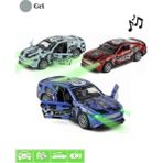 Tuengi Store Oyuncak Işıklı Sesli Çek Bırak Kapıları Açılır Metal Araba Modifiyeli Mustanggt Model Araba 12 cm - Gri