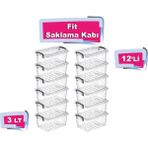 Tuffex 12'li Fit Saklama Kabı 3 Lt - Plastik Saklama Kabı - Saklama Kabı