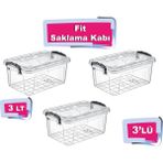 Tuffex 3'lü Fit Saklama Kabı 3 Lt - Plastik Saklama Kabı - Saklama Kabı