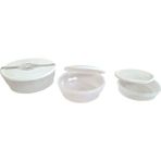 Tuffex 3lü Set Polo Tapper Yuvarlak Saklama Kabı Small - Beyaz