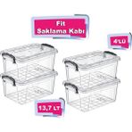 Tuffex 4'lü Fit Saklama Kabı 13,7 Lt - Plastik Saklama Kabı - Saklama Kabı