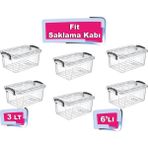 Tuffex 6'lı Fit Saklama Kabı 3 Lt - Plastik Saklama Kabı - Saklama Kabı