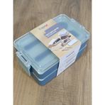 Tuffex Luno Kaliteli 600ML Lunch Box Yeni Koleksiyon 2 Katlı Yemek Kutusu Çatal Kaşık Dahil Sefer Tası - Mavi