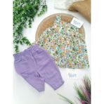 Tuffy Çiçekli Askılı Gömlek Müslin Pantolon 2'li Takım Lila - 12 Ay - 0 - 12 Ay
