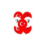 Tüftürük 12 Adet Bayrak Balon Türk Bayraklı ve Atatürk Baskılı Balon 23 Nisan Balon Süslemeleri