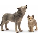 Tufy Toys Uluyan Kurt ve Yavrusu Ikili Figür-Vahşi Hayvan Oyuncak Model - VAHŞİ HAYVAN SERİSİ