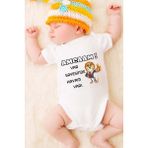 Tuğba Baby Baskılı Tasarım Bebek Zıbını - Çıtçıtlı Amcam Var Sayesinde Havam Var! - 3 Yaş - Beyaz-WT34