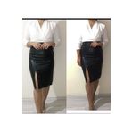Tuğba Ceylin Butik Siyah kalem deri etek