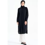 Tuğba Gizli Patlı Basic Tunik - Siyah