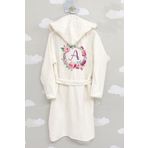Tuğba Kuğu 4 Kat Müslin Bornoz - Pembe Çiçekli - Harf Serisi - A Harfi 8-10 Yaş Unisex BSMUPANHARF954